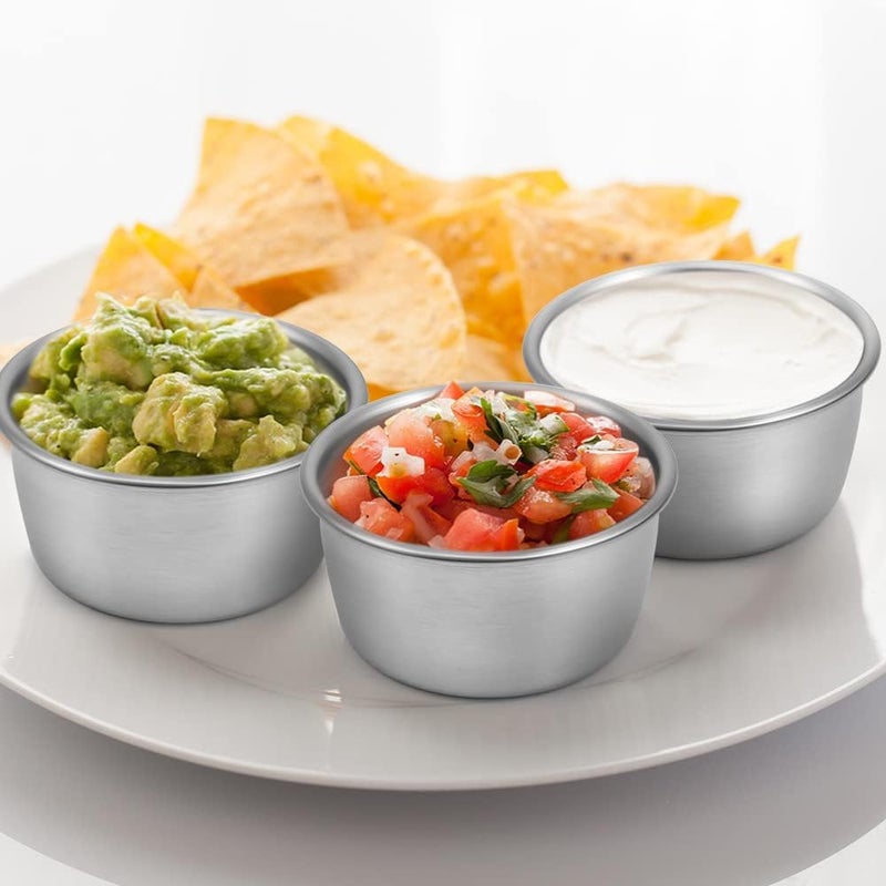 Amytalk Ramekin Sauce Dipping Bowl Mini Sauce Cups Pudding Condiment Cups for Home Party Stainless Steel (Sliver 12 Pack 40ml) - Image 5