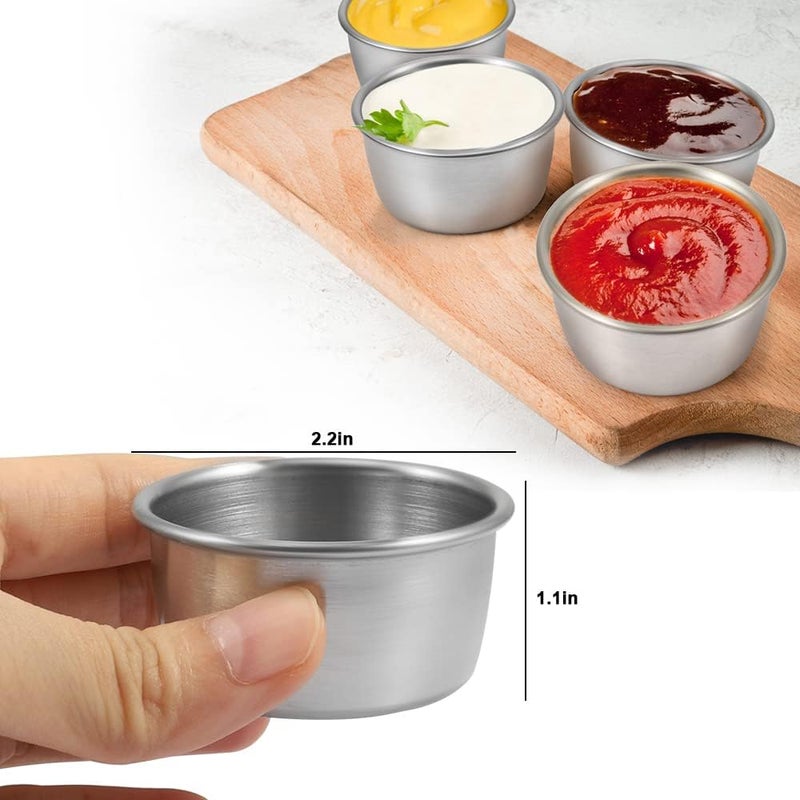Amytalk Ramekin Sauce Dipping Bowl Mini Sauce Cups Pudding Condiment Cups for Home Party Stainless Steel (Sliver 12 Pack 40ml) - Image 2