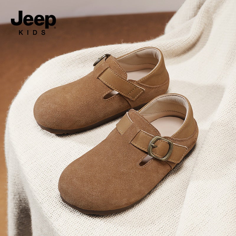 Jeep Kidsren'S Shoes Small Leather Shoes Girls 2025 Spring New Kidsren'S Birkenstock Shoes Fashion Flats Little Girl Baby Shoes - Image 5
