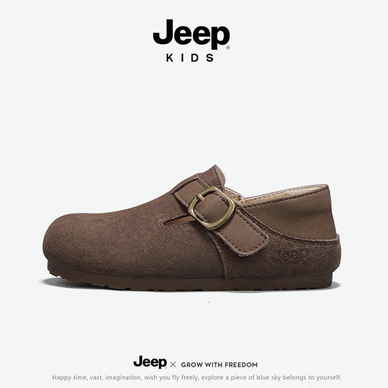 Jeep Kidsren'S Shoes Small Leather Shoes Girls 2025 Spring New Kidsren'S Birkenstock Shoes Fashion Flats Little Girl Baby Shoes - Image 1