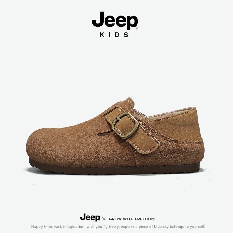 Jeep Kidsren'S Shoes Small Leather Shoes Girls 2025 Spring New Kidsren'S Birkenstock Shoes Fashion Flats Little Girl Baby Shoes - Image 2