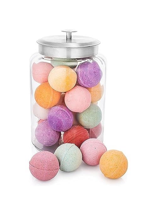 Anchor Hocking Anchor Hocking 25 Gallon Montana Glass Jar with Airtight Lid 2 piece brushed silver metal dishwasher safe 