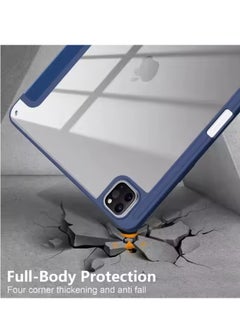 T I G O iPad Air 4/5 10.9/11 inch & Pro 11 Inch  M2 2024 Air 4th/5th Generation Case with Pencil Holder Transparent Back Smart Protective Cover Navy Blue  - Image 4