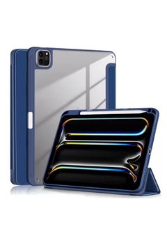T I G O iPad Air 4/5 10.9/11 inch & Pro 11 Inch  M2 2024 Air 4th/5th Generation Case with Pencil Holder Transparent Back Smart Protective Cover Navy Blue  - Image 1