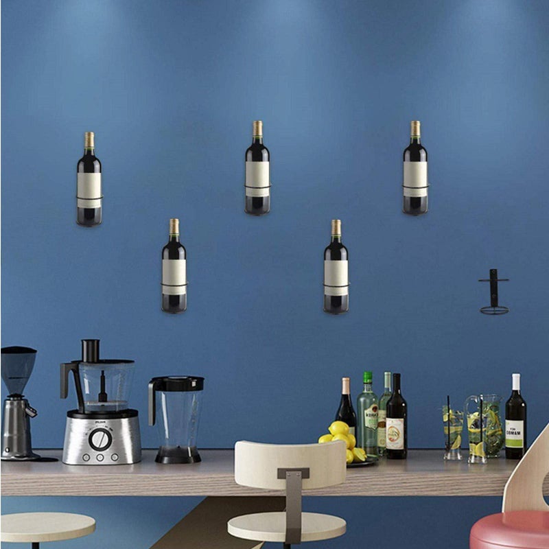 Metal Wall Mounted Wine Rack Single Bottle Holder Set Of 2 For Kitchen Bar Display - Image 5