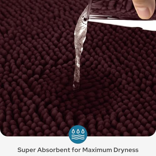 BYSURE Brown Bathroom Rugs Sets 3 Piece Non Slip Extra Absorbent Plush Chenille Soft Washable Bath Mats - Image 3