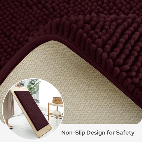 BYSURE Brown Bathroom Rugs Sets 3 Piece Non Slip Extra Absorbent Plush Chenille Soft Washable Bath Mats - Image 5