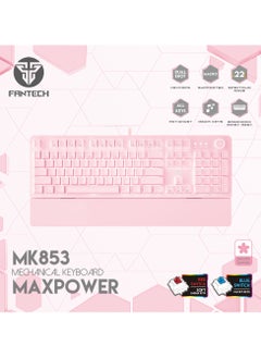 FANTECH Wired  Computer Keyboard, Full-Size Keyboard, 104-keys Mechanical Gaming Keyboard(Blue Switches), USB Plug-and-Play, 22 RGB Modes, Volume Scroll Wheel, Detachable Wrist Rest，Compatible with PC, Laptop  - Image 1