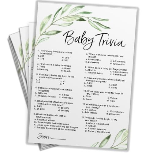 AllNeedz Baby Shower Game Cards (Baby Trivia) for Themed Events | Baby Shower Placards (Cardstock) Card Game Kit (Set of 15pcs) - Image 1