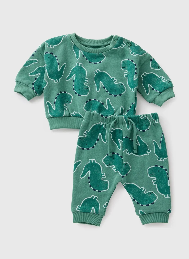 Matalan Baby Green Dino Sweatshirt & Jogging Bottoms