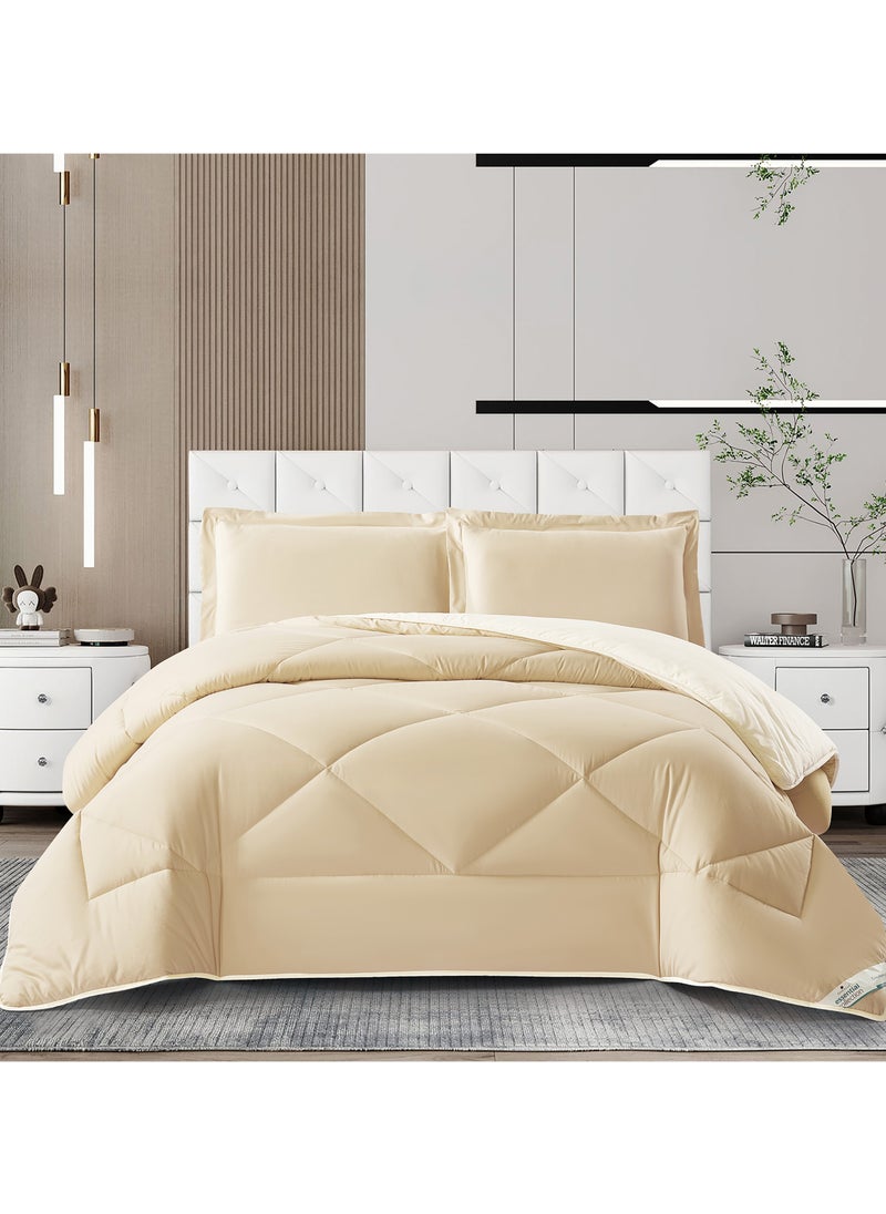 Donetella Bedding Comforter Set, King Size Fits 260x240 cm - 3-Pcs Solid Quilted Bed Set, Microfiber Fabric - 1 Comforter And 2 Pillow Shams  - Image 1