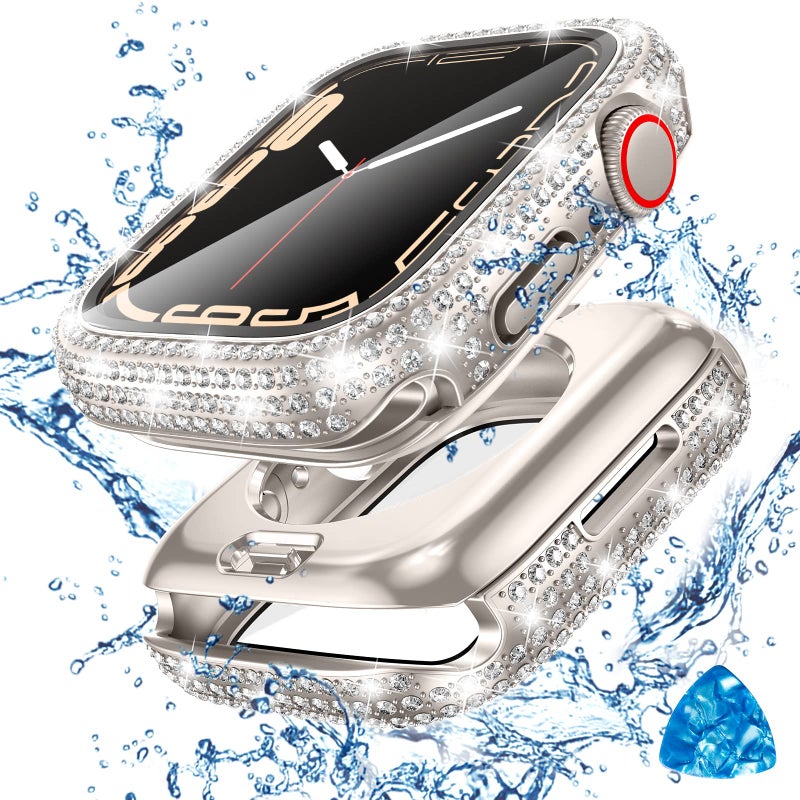 Tensea [2 in 1 for Waterproof Apple Watch Screen Protector Case 40mm SE 3/SE 2nd Generation/SE/Series 6/5/4 Accessories, 360 iWatch Diamond Front Bumper with Glass, Bling Face Cover Women, 40 mm - Image 1