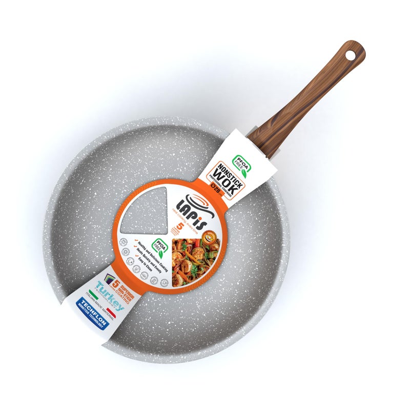 LAPIS Granite Wok Size 28 cm Grey - Image 3