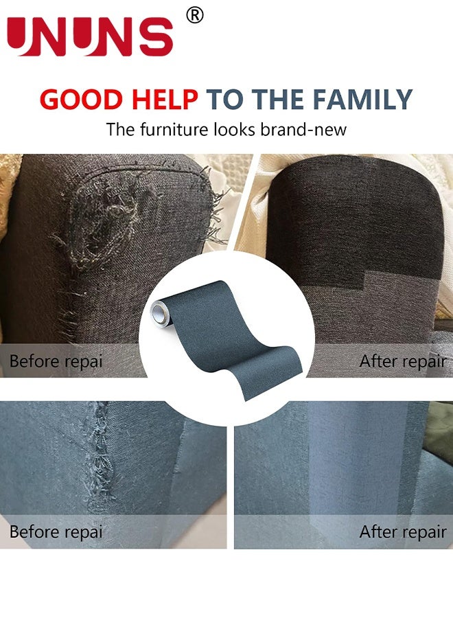 UNUNS Sofa Repair Patch,Fabric Repair Patches,Linen Repair Tape Self-Adhesive Fabric Patches Durable,DIY Large Linen Tape for Sofa,Couches,Furniture, Chair,Clothing,43*200cm,Dark-Bule - Image 3