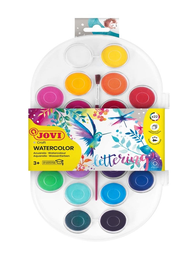 Jovi - Watercolor Paint + Brush Set, 22 tabs of 30mm, Bright and Intense Colors, Easy to dilute with Water and Quick Drying Paint, Gluten Free (830/22) - Image 1