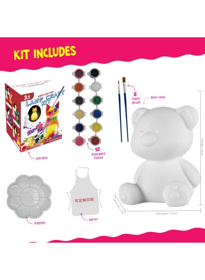 ONE TO FOUR Bear Lamp Kit, Art Supplies Arts & Crafts Kit, Painting kit for Kids 6-12, Arts and Crafts for Kids Ages 8-12, Toys Girls Boy Birthday Gift Ages 3 4 5 6 7 8 9 10 11 12+ - Image 2