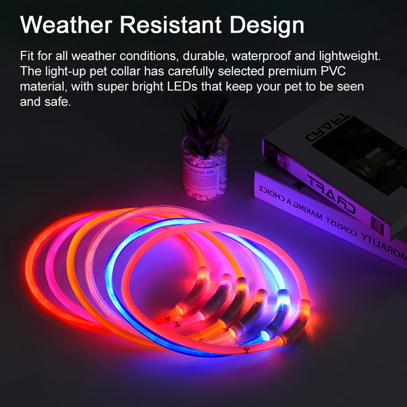 عضد الكلب LED قابل لإعادة الشحن عبر USB، قلادة ضوئية للكلب، عضد أمان للحيوانات الأليفة من نوع PVC للكلاب الكبيرة والمتوسطة والصغيرة - Image 5