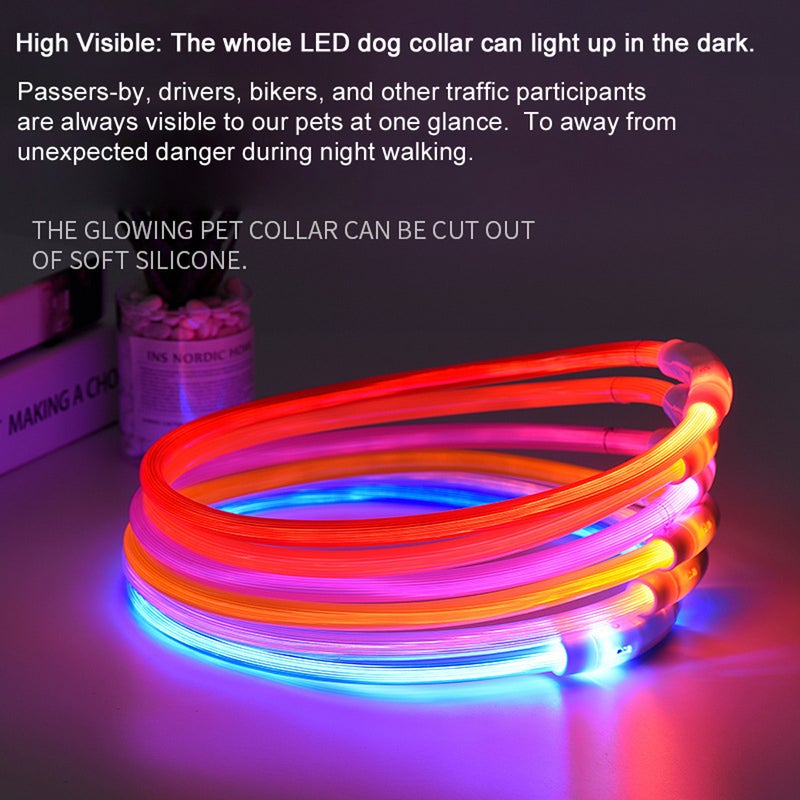 عضد الكلب LED قابل لإعادة الشحن عبر USB، قلادة ضوئية للكلب، عضد أمان للحيوانات الأليفة من نوع PVC للكلاب الكبيرة والمتوسطة والصغيرة - Image 4