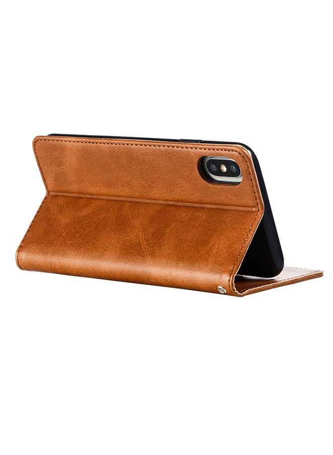 NIBEMINENT Protective Wallet Cards Case Cover For Apple iPhone X / XS Brown  - Image 4