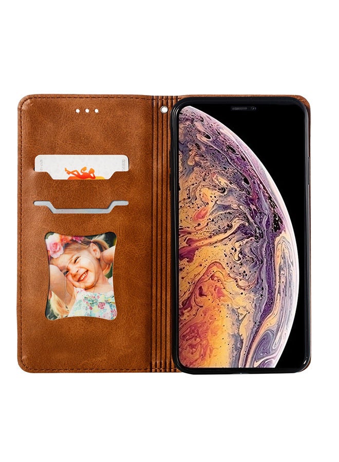 NIBEMINENT Protective Wallet Cards Case Cover For Apple iPhone X / XS Brown  - Image 3
