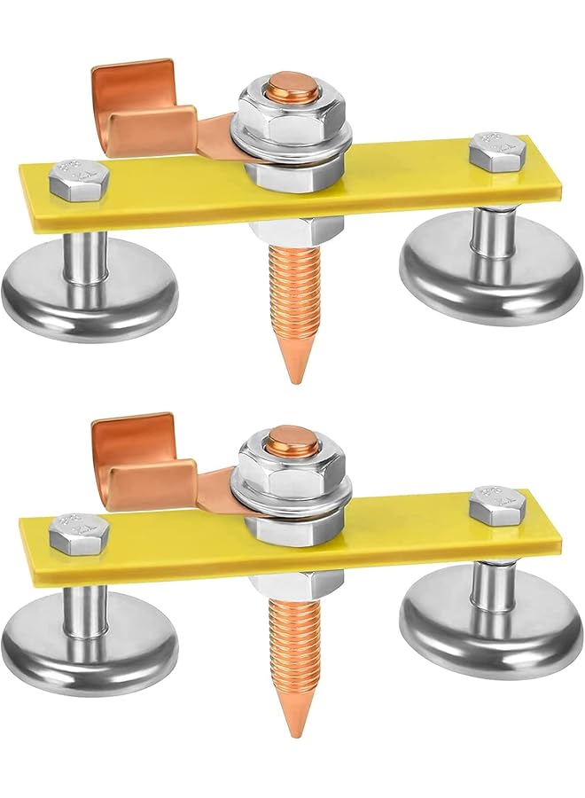 promass Upgrade Magnetic Welding Support Ground Clamp Tools, 2-Piece Twin Welding Magnet Head, Strong Magnetism Large Suction, Copper Tail Welder Stability Clamps - Image 1