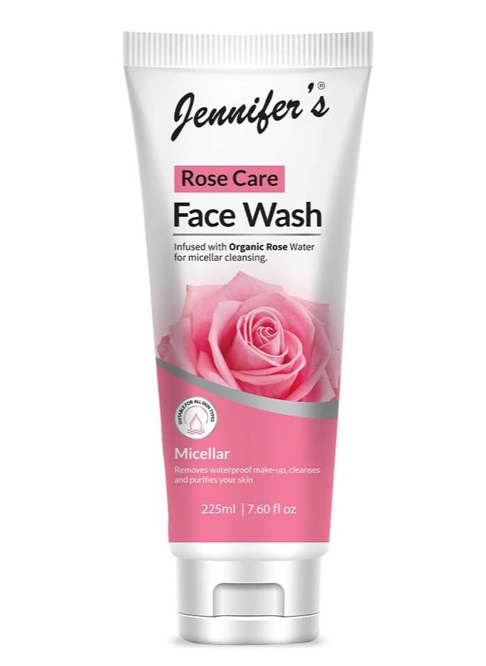Jennifer's Jennifer's Face Wash Rose Care 225 ML - Infused with organic rose water  all skin type  - Image 1