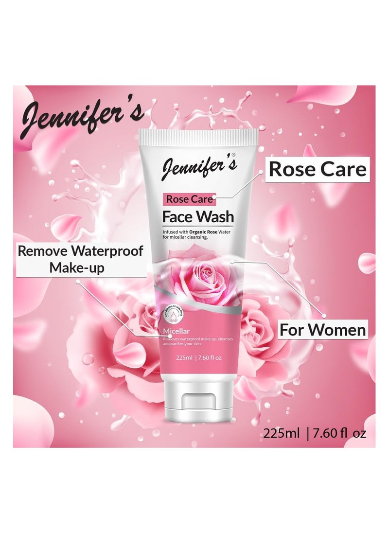 Jennifer's Jennifer's Face Wash Rose Care 225 ML - Infused with organic rose water  all skin type  - Image 2