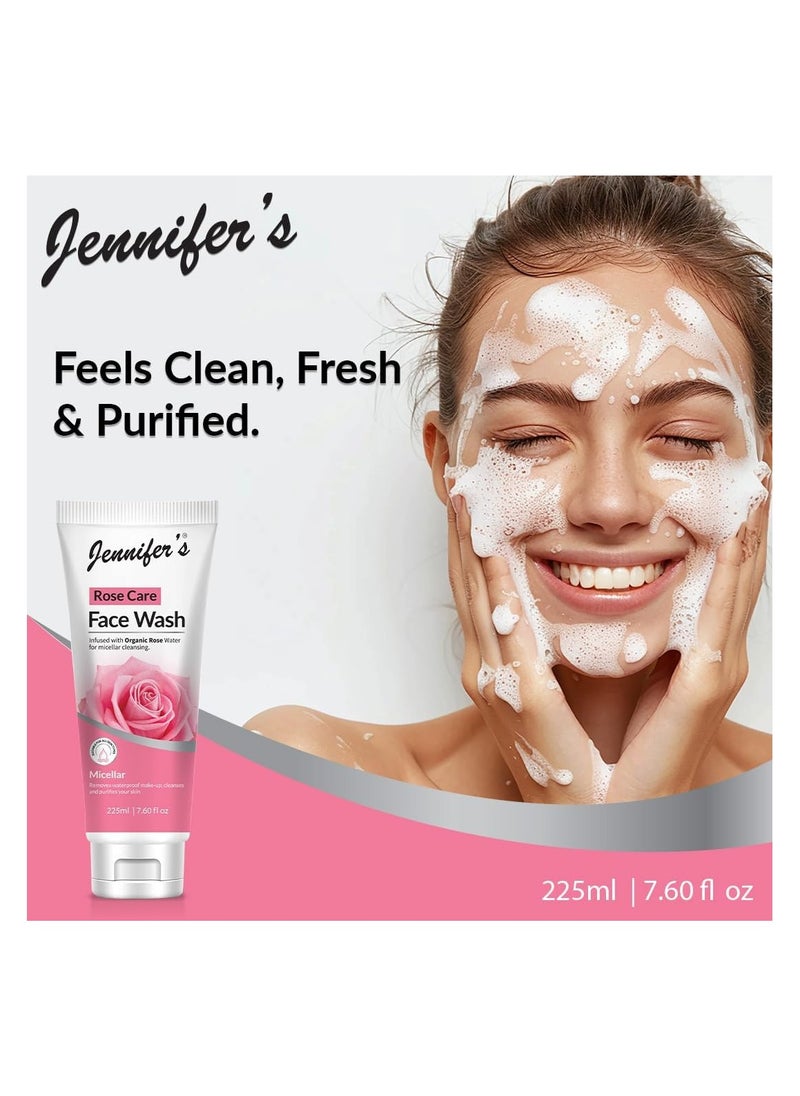 Jennifer's Jennifer's Face Wash Rose Care 225 ML - Infused with organic rose water  all skin type  - Image 3