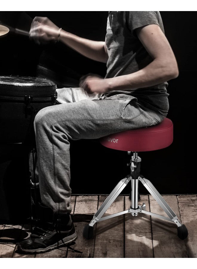 Starfavor Starfavor Drum Throne Adjustable, Drum Stool Padded Drum Seat, Rotatable Drum Chair with Double Braced Anti-Slip Feet, Crimson Color, Red, ST-650 Stone - Image 3