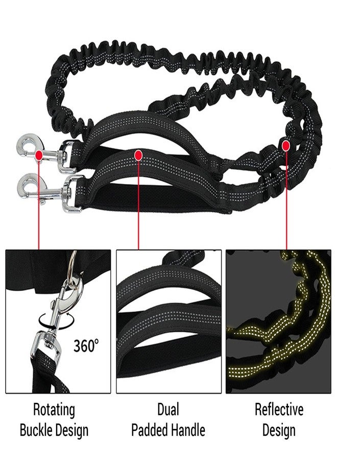 SOUUXIU Hands Free Dog Leash with Waist Bag, Retractable Bungee Leash Portable with Dual Handles + Multifunctional Zipper Pouch for Dog Training Walking Running Cycling - Image 2