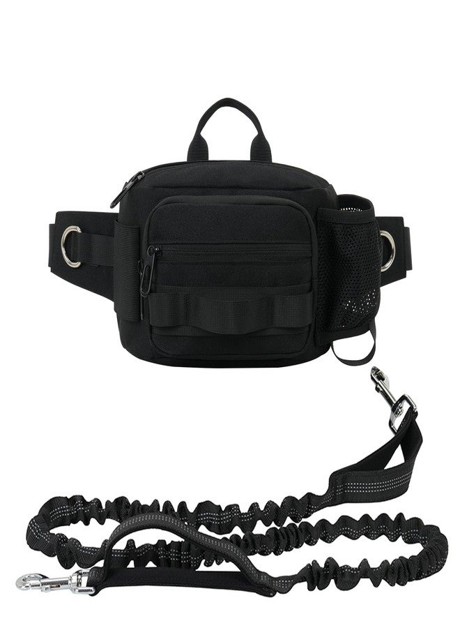 SOUUXIU Hands Free Dog Leash with Waist Bag, Retractable Bungee Leash Portable with Dual Handles + Multifunctional Zipper Pouch for Dog Training Walking Running Cycling - Image 1