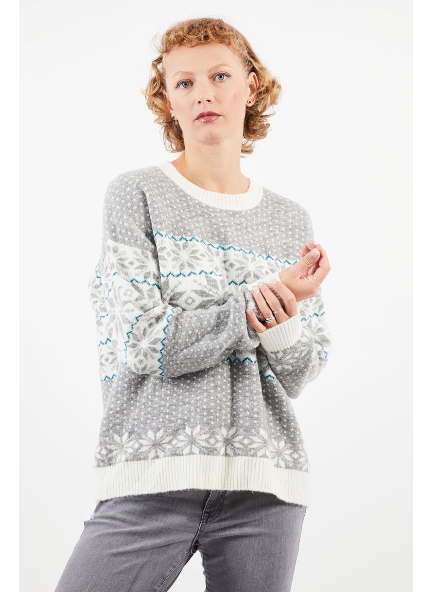ESPRIT Women Round Neck Textured Sweater, White  - Image 1