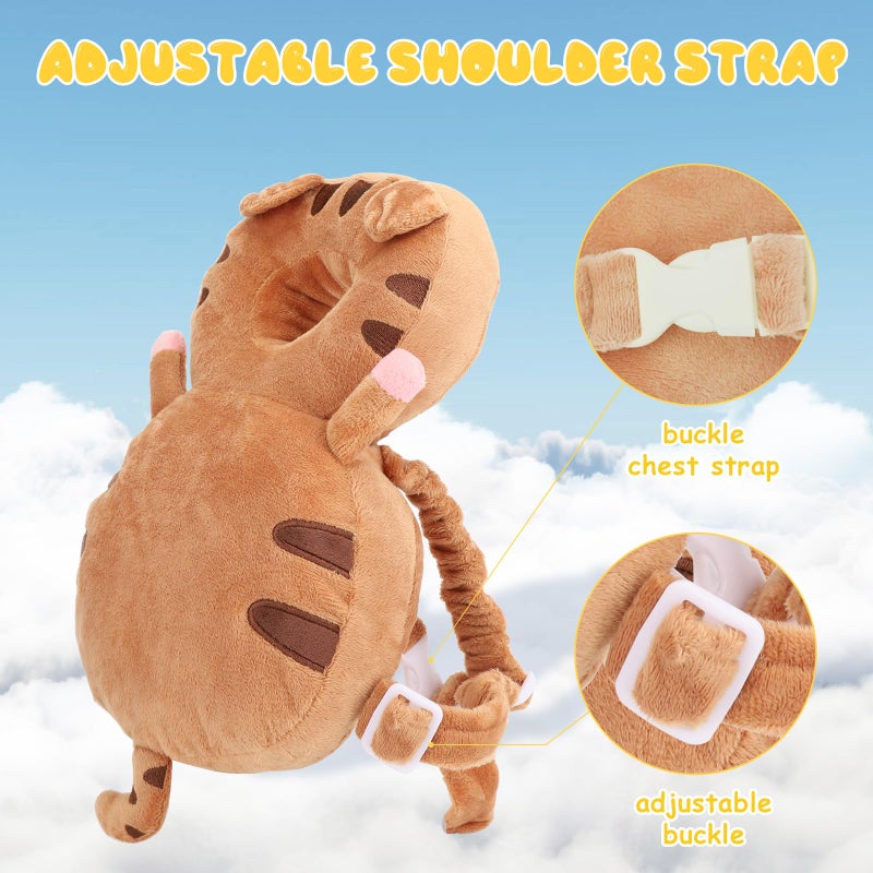 Qioo Baby Head Protection Backpack - Soft & Comfortable, Cute Cartoon Design, Tiger - Image 3