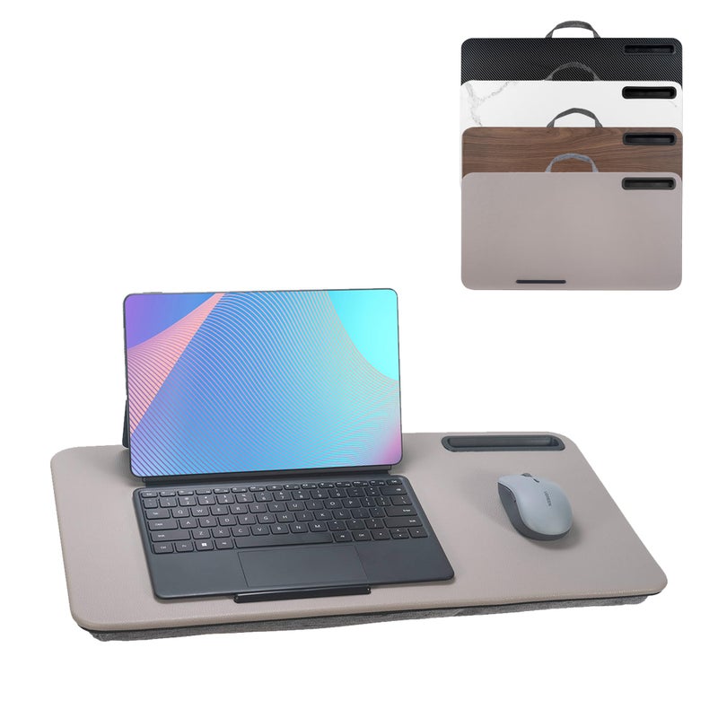 YUELAKE Portable Laptop Desk Fits Up to 16â€œ Laptops, with Tablet Slot, Built-in Cushion, Great for Home & Office,Lap Desk for Laptop,Lap Desk with Cushion (Gray, Large) - Image 1