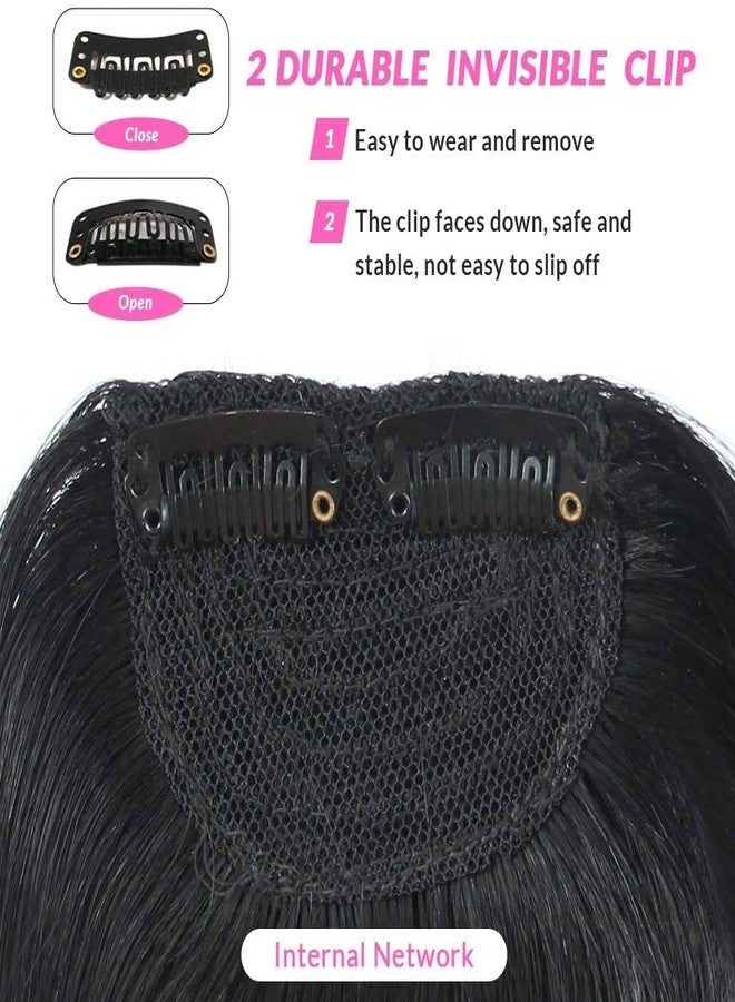 Dsoar Thick Side Bangs Clip in Bangs Real Human Hair Bang Natural Clip on Side Bangs Straight Fringe Hair Extensions(Jet Black,with Temples) - Image 4