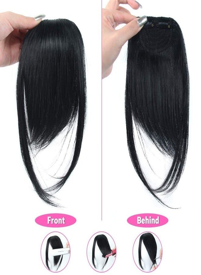 Dsoar Thick Side Bangs Clip in Bangs Real Human Hair Bang Natural Clip on Side Bangs Straight Fringe Hair Extensions(Jet Black,with Temples) - Image 3