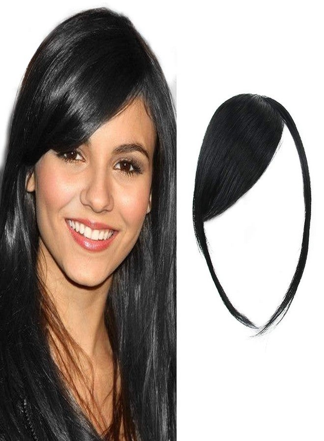 Dsoar Thick Side Bangs Clip in Bangs Real Human Hair Bang Natural Clip on Side Bangs Straight Fringe Hair Extensions(Jet Black,with Temples) - Image 1