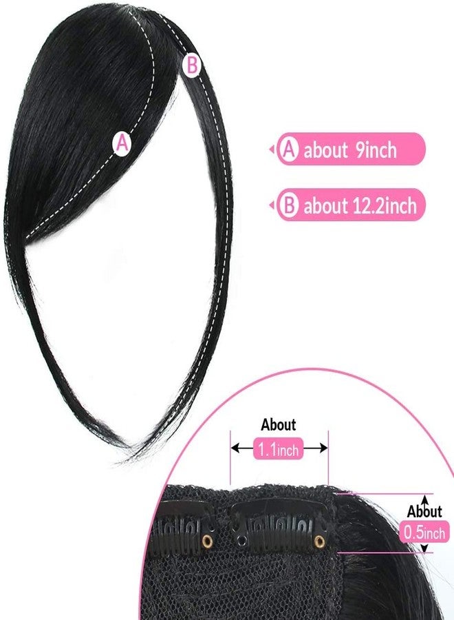 Dsoar Thick Side Bangs Clip in Bangs Real Human Hair Bang Natural Clip on Side Bangs Straight Fringe Hair Extensions(Jet Black,with Temples) - Image 2