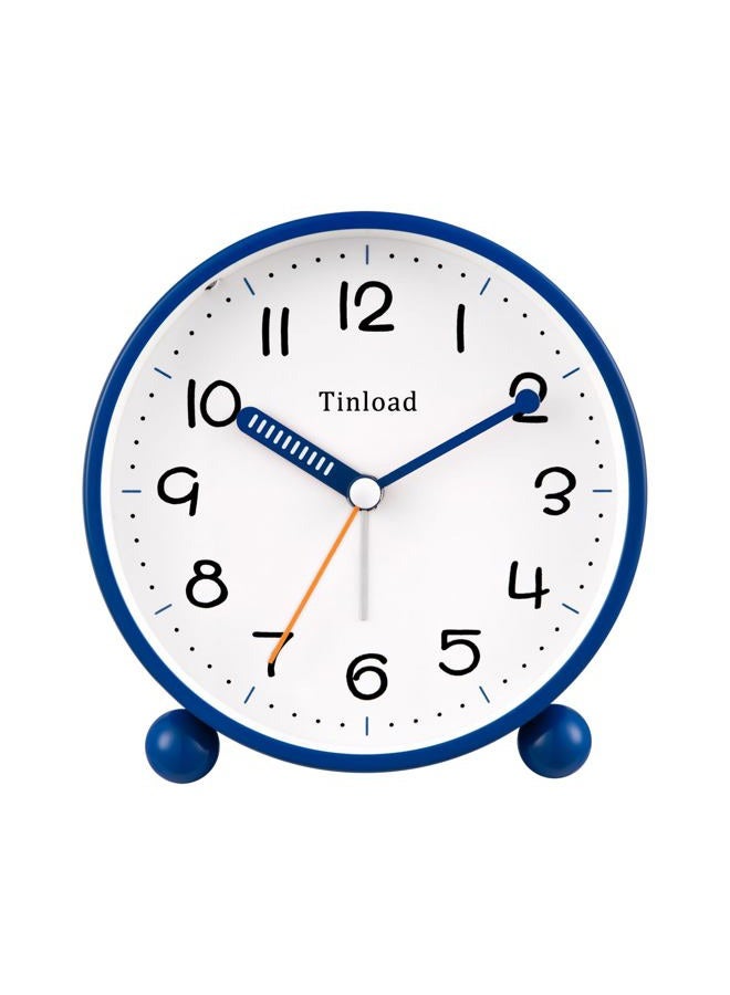 Tinload 4.5" Antique Retro Analog Alarm Clock, Small Silent Battery Operated Clock with Manual Light, Snooze, Vintage Decor for Bedroom, Living Room, Office, Bedside,Desk（Blue） - Image 1