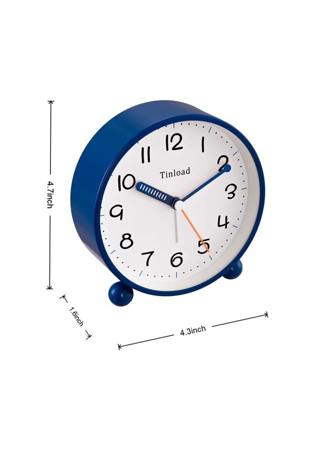Tinload 4.5" Antique Retro Analog Alarm Clock, Small Silent Battery Operated Clock with Manual Light, Snooze, Vintage Decor for Bedroom, Living Room, Office, Bedside,Desk（Blue） - Image 4