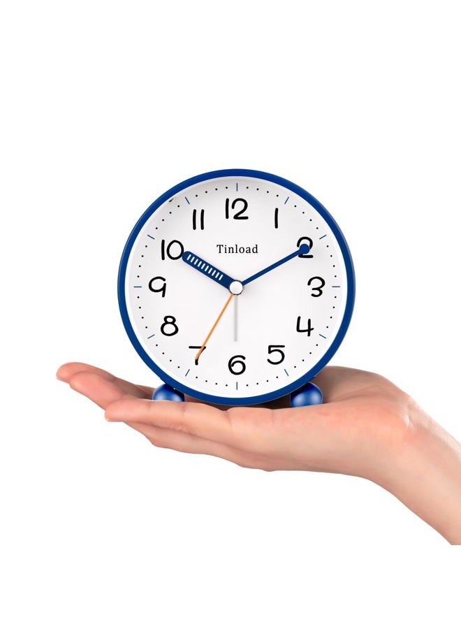 Tinload 4.5" Antique Retro Analog Alarm Clock, Small Silent Battery Operated Clock with Manual Light, Snooze, Vintage Decor for Bedroom, Living Room, Office, Bedside,Desk（Blue） - Image 3