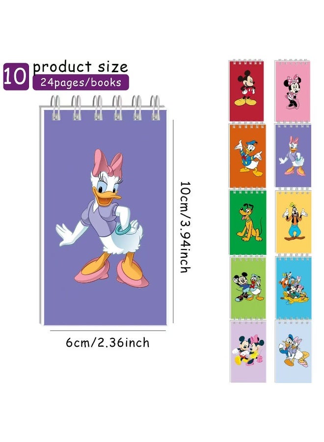 Mouse 10pcs Mickey Mouse and Donald Duck stationery notebooks, portable notebooks, memo books - Image 2