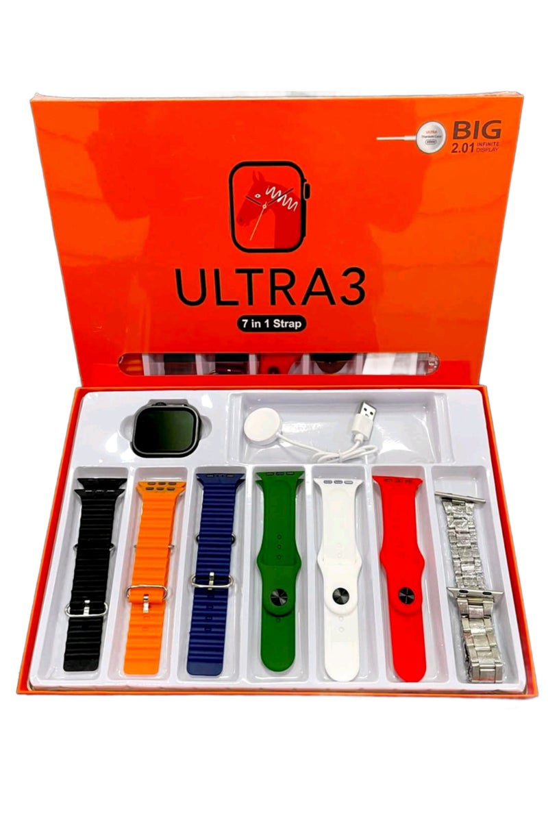 ألترا ساعة ذكية أنيقة للرجال والنساء وشحن لاسلكي و7 أساور قابلة للتبديل - Image 1