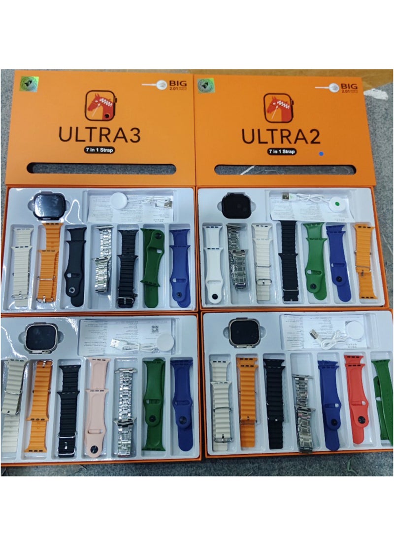 ألترا ساعة ذكية أنيقة للرجال والنساء وشحن لاسلكي و7 أساور قابلة للتبديل - Image 3