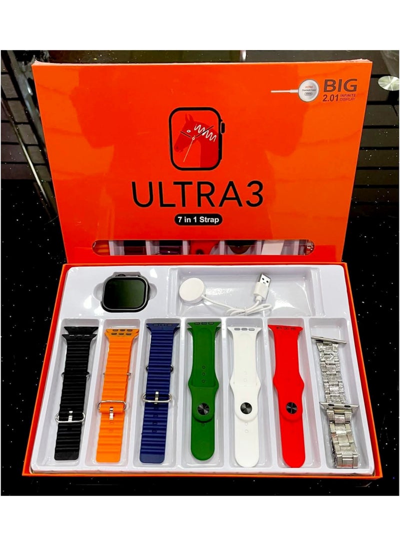 ألترا ساعة ذكية أنيقة للرجال والنساء وشحن لاسلكي و7 أساور قابلة للتبديل - Image 2