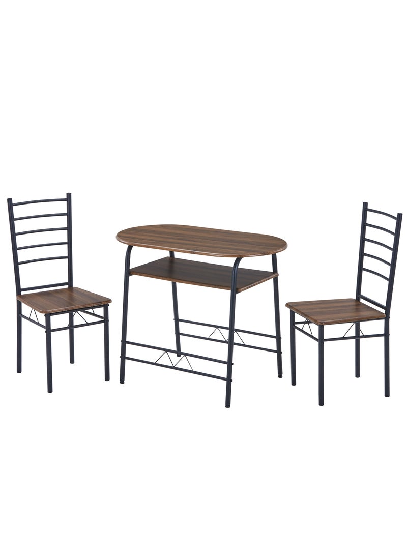 AFT 3-Piece Dining Table Set with 2 Chairs – Compact Kitchen & Dining Room Furniture, Space Saving Design, Metal Frame with Walnut Brown Wood Finish - Image 4