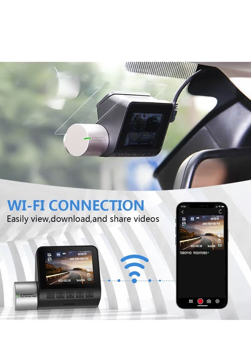 Generic 4K+1080P Dual Dash Cam with Sony High-Sensitivity Sensor, WiFi & Smart APP Control, Built-in 128GB U3 High-Speed Storage, Features Loop Recording, Night Vision, and Parking Monitor.  - Image 3