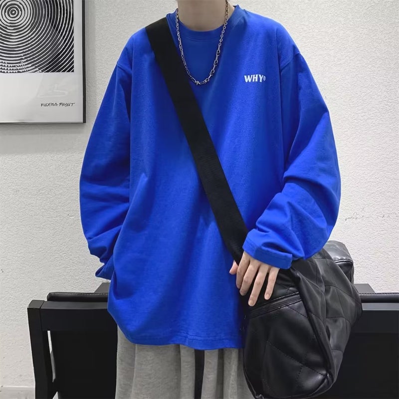 Spring New Long-Sleeved T-Shirt Men'S Hong Kong-Style Loose Round Neck Couple'S Base Shirt Casual All-Match Fashionable Inner Top - Image 3