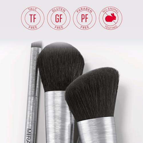 Mirabella Perfecting & Sculpting Duo Foundation Brush, Professional Makeup Brush Collection, Cruelty-Free Synthetic Bristle Brush, Hand-Sculpted Brushed Aluminum Handle Blending Brush for Makeup - Image 5