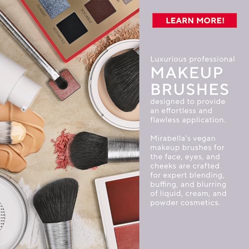 Mirabella Perfecting & Sculpting Duo Foundation Brush, Professional Makeup Brush Collection, Cruelty-Free Synthetic Bristle Brush, Hand-Sculpted Brushed Aluminum Handle Blending Brush for Makeup - Image 4